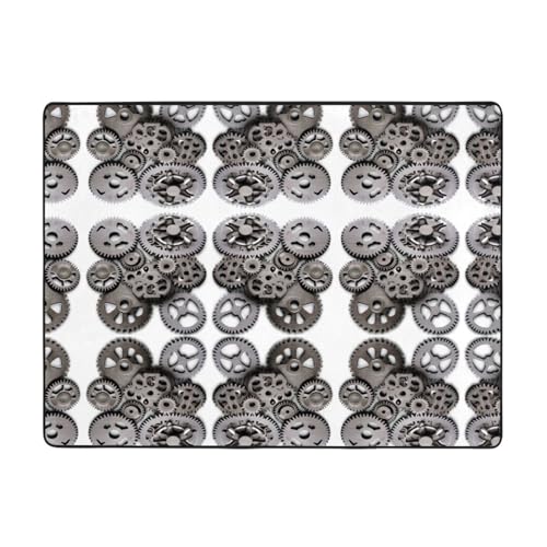 WHJWZY Teppich, 160 x 121,9 cm, Flanell-Teppich für Wohnzimmer, Büro und mehr, Bild mit mechanischen Zahnrädern von WHJWZY