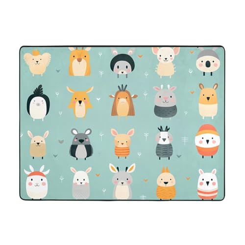 WHJWZY Teppich, 160 x 121,9 cm, Flanell-Teppich für Wohnzimmer, Büro und mehr, Bilder von Fauna-Druck von WHJWZY