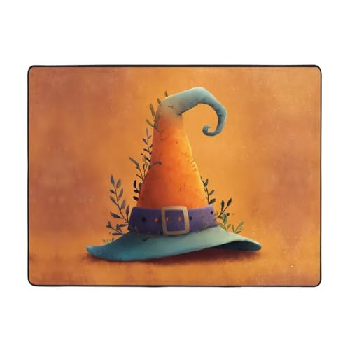 WHJWZY Teppich, 160 x 121,9 cm – Flanell-Teppich für Wohnzimmer, Büro und mehr, Halloween, magischer Hutdruck WHJWZY Teppich, 160 x 121,9 cm – Flanell-Teppich für Wohnzimmer, Büro und mehr, Halloween, magischer Hutdruck von WHJWZY