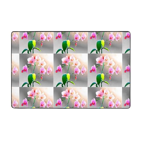 WHJWZY Teppich, Flanell-Teppich für Wohnzimmer, Büro und mehr, Aquarell-Orchideen-Muster, 152,4 x 99,1 cm WHJWZY Teppich, Flanell-Teppich für Wohnzimmer, Büro und mehr, Aquarell-Orchideen-Muster, 152,4 x 99,1 cm von WHJWZY