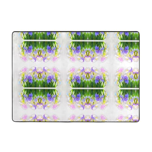 WHJWZY Teppich, Flanell-Teppich für Wohnzimmer, Büro und mehr, Motiv: Iris Blumen in der Sonne, 203,2 x 147,3 cm WHJWZY Teppich, Flanell-Teppich für Wohnzimmer, Büro und mehr, Motiv: Iris Blumen in der Sonne, 203,2 x 147,3 cm von WHJWZY