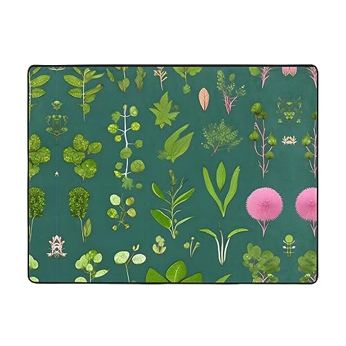 WHJWZY Teppich 160 x 121,9 cm – Flanell-Teppich für Wohnzimmer, Büro und mehr Blumen- und Pflanzendrucke von WHJWZY