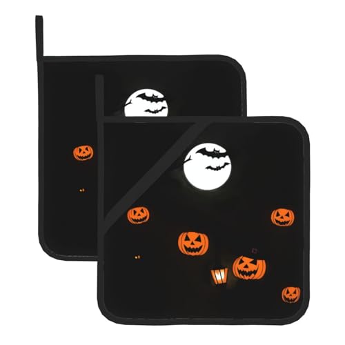 WHJWZY Topflappen 2er Sets - Hitzebeständige und langlebige Küchen Topflappen mit Seil zum Aufhängen Design Kürbis Laterne Vampir Muster WHJWZY Topflappen 2er Sets - Hitzebeständige und langlebige Küchen Topflappen mit Seil zum Aufhängen Design Kürbis Laterne Vampir Muster von WHJWZY