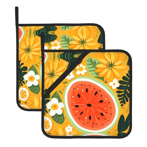 WHJWZY Topflappen-Sets von 2 – Hitzebeständige und langlebige Küchentopf-Pads mit hängendem Seil-Design, Obst-Hintergrund, Illustrationsmuster WHJWZY Topflappen-Sets von 2 – Hitzebeständige und langlebige Küchentopf-Pads mit hängendem Seil-Design, Obst-Hintergrund, Illustrationsmuster von WHJWZY