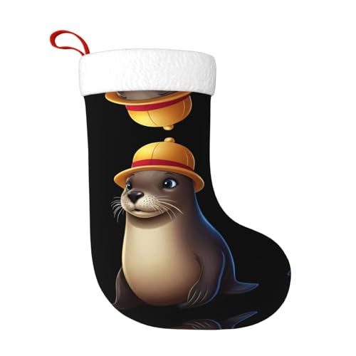 WHJWZY Weihnachtsschmuck Strumpf – für festliche Tage, Feiertage, Partys, Weihnachten, Halloween und Neujahr, Biber mit Hutdruck von WHJWZY
