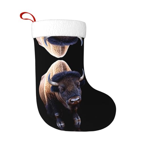 WHJWZY Weihnachtsschmuck Strumpf – für festliche Tage, Feiertage, Partys, Weihnachten, Halloween und Neujahr, Bison-Aufdruck von WHJWZY