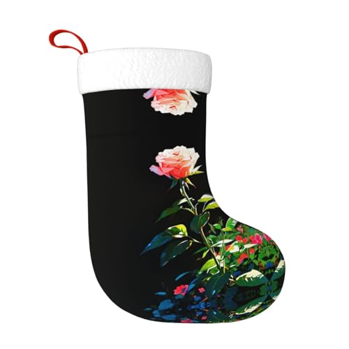 WHJWZY Weihnachtsschmuck Strumpf – für festliche Tage, Feiertage, Partys, Weihnachten, Halloween und Neujahr, Diktatur, Rosendruck von WHJWZY