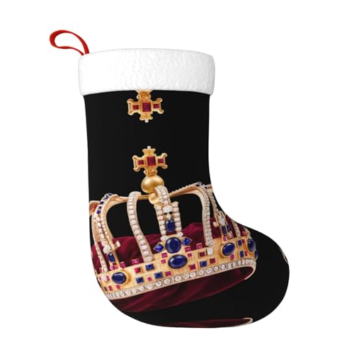 WHJWZY Weihnachtsschmuck Strumpf – für festliche Tage, Feiertage, Partys, Weihnachten, Halloween und Neujahr, Edelstein-Kronendruck von WHJWZY