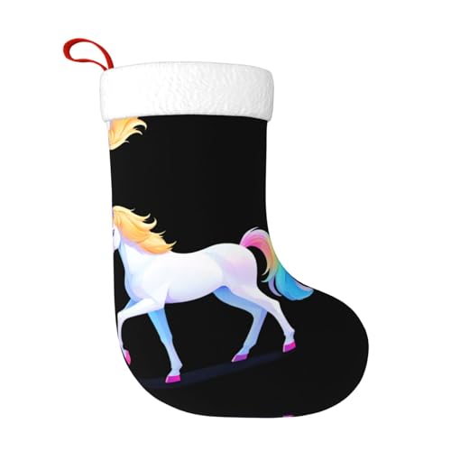 WHJWZY Weihnachtsschmuck Strumpf – für festliche Tage, Feiertage, Partys, Weihnachten, Halloween und Neujahr, Einhorn-Druck von WHJWZY