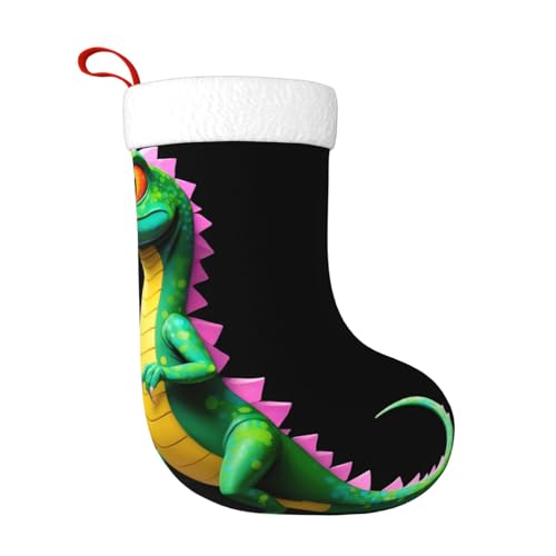 WHJWZY Weihnachtsschmuck Strumpf – für festliche Tage, Feiertage, Partys, Weihnachten, Halloween und Neujahr, Graffiti-Eidechsen-Camouflage-Druck von WHJWZY