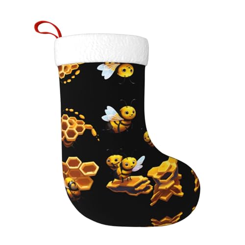WHJWZY Weihnachtsschmuck Strumpf – für festliche Tage, Feiertage, Partys, Weihnachten, Halloween und Neujahr, Waben-Bienen-Druck von WHJWZY