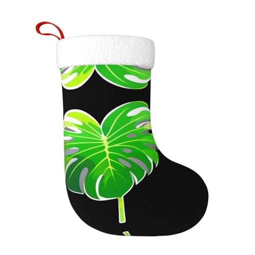 WHJWZY Weihnachtsschmuck Strumpf – für festliche Tage, Feiertage, Partys, Weihnachten, Halloween und Neujahr, abstrakter Monstera-Blattdruck von WHJWZY