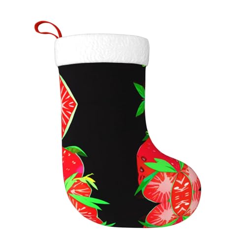 WHJWZY Weihnachtsschmuck Strumpf – für festliche Tage, Feiertage, Partys, Weihnachten, Halloween und Neujahr, frischer Erdbeerdruck von WHJWZY