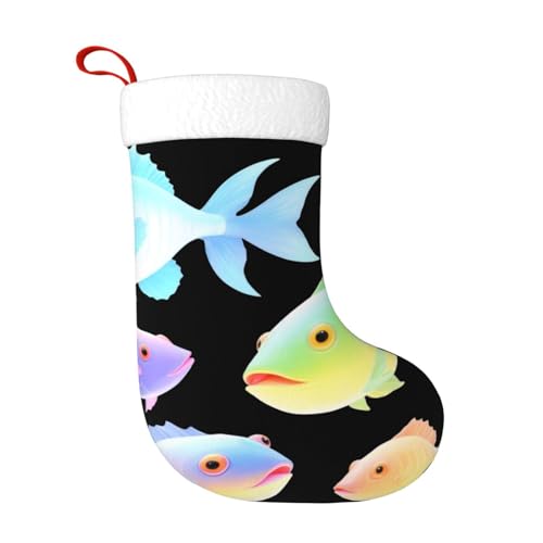 WHJWZY Weihnachtsschmuck Strumpf – für festliche Tage, Feiertage, Partys, Weihnachten, Halloween und Neujahr, leuchtender Anglerfisch-Druck von WHJWZY