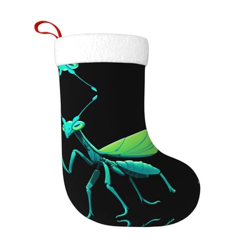 WHJWZY Weihnachtsschmuck Strumpf – für festliche Tage, Feiertage, Partys, Weihnachten, Halloween und Neujahr, leuchtet im Dunkeln Mantis Druck von WHJWZY