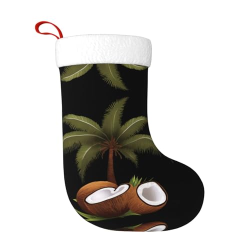 WHJWZY Weihnachtsschmuck Strumpf – für festliche Tage, Feiertage, Partys, Weihnachten, Halloween und Neujahr, schöner Kokosnussbäumen-Druck von WHJWZY