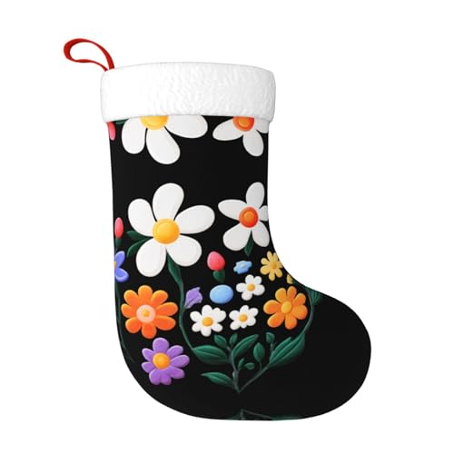 WHJWZY Weihnachtsschmuck Strumpf – für festliche Tage, Feiertage, Partys, Weihnachten, Halloween und Neujahr, schöner kleiner Blumendruck von WHJWZY
