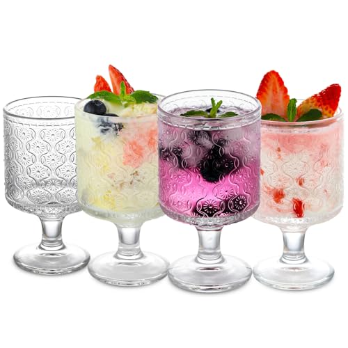 WHJY Niedliche Weingläser, 4er-Set, niedliche Cocktailgläser, 237 ml, Vintage-Stil, Weingläser mit kurzem Stiel – Blumenmuster WHJY Niedliche Weingläser, 4er-Set, niedliche Cocktailgläser, 237 ml, Vintage-Stil, Weingläser mit kurzem Stiel – Blumenmuster von WHJY
