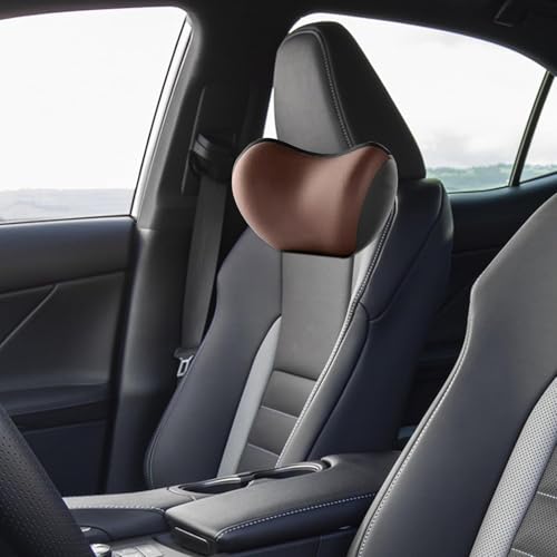 WHLXQ Ergonomische Kopfstütze und Lendenkissen für Autositze für BMW 5er E28 E34 E39 E60 E61 F07 F10 F11 G30 G31, Kissen Memory-Schaum, Kann Rückenschmerzen lindern,B/Brown-Headrest von WHLXQ