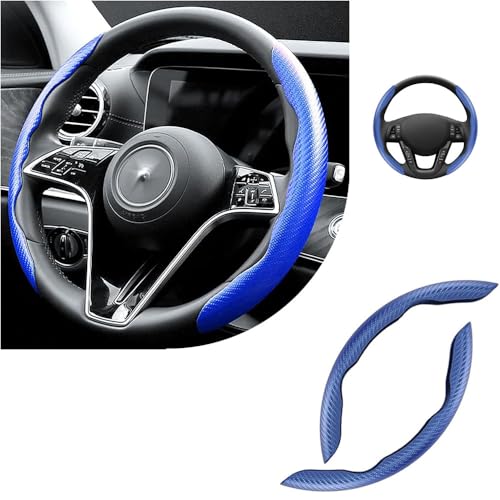 WHLYQF Lenkradabdeckung Für BMW 2er Active Tourer U06, Mikrofaser Leder Auto Lenkradbezug, Lenkradbezug aus Kohlefaser Muster,B-Blue von WHLYQF