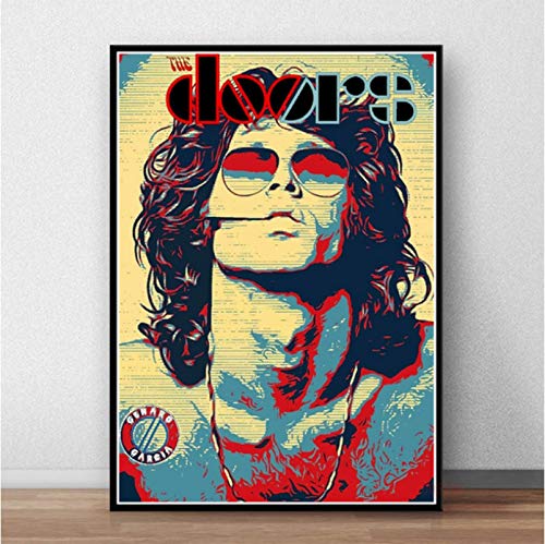 WHMQJQ Leinwand malen die Türen Jim Morrison Poster Rockband Musik Gitarre Wandkunst Bild für Wohnzimmer Wohnkultur ohne gerahmt 50 * 70Cm von WHMQJQ