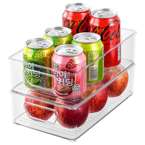 WHOISMIP 2er Pack Kühlschrank Organizer Aufbewahrung Boxen Set, Fridge Organizer Schublade Ordnungssystem Stapelbar Dosen Box, Kühlschrankbox Aufbewahrungsbox Küche Pantry Storage Behälter (Medium) von WHOISMIP