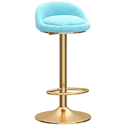WHOJA Barhocker Einstellbar Küchenhocker Gepolsterter Samt, Modernes Design Bar Stuhl Hocker mit Gold Metal Base Barhocker Stühle Set(Color:Himmelblau) von WHOJA