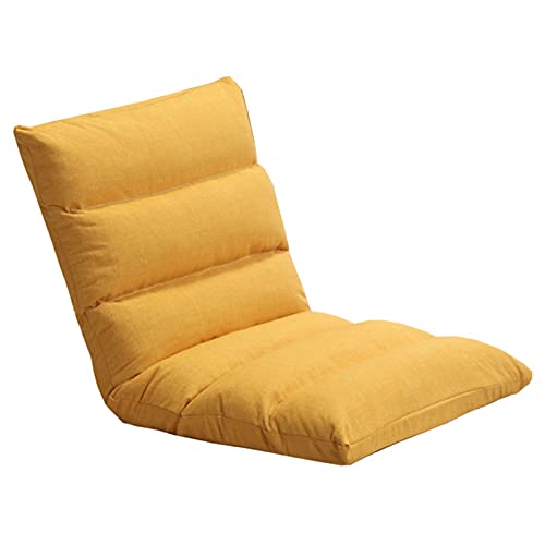 WHOJA Bodenstuhl Spielstuhl 6-Fach einstellbar Hoher Rücken Schlafsaal Kissen Stuhl Lagergewicht 120kg Fensterstuhl(Color:Gelb) von WHOJA
