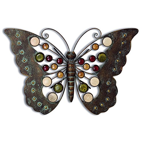 Boltze Wand Dekoration Schmetterling Haus Fassaden Behang braun bunt Garten Terrasse 2713600 von WHOLE HOUSE WORLDS