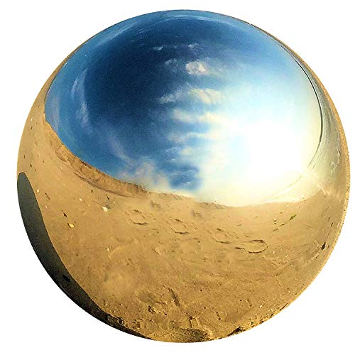 WHOLE HOUSE WORLDS Edelstahl Gartenkugel, Silberner rostfreier Stahl, Gartendeko, 13 cm von WHOLE HOUSE WORLDS