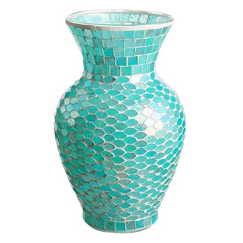 WHOLE HOUSEWARES 10,5" Hohe Mosaikglasvase (Blau), Milch 1,5 von WHOLE HOUSEWARES
