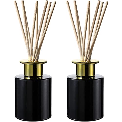 WHOLE HOUSEWARES Schwarzer Raumduft Diffuser - 16 Stück Raumduft Stäbchen und Goldener Kappe - 2er Set Duft Diffuser Raumlufterfrischer Hochzeit, oder Zum Muttertag von WHOLE HOUSEWARES