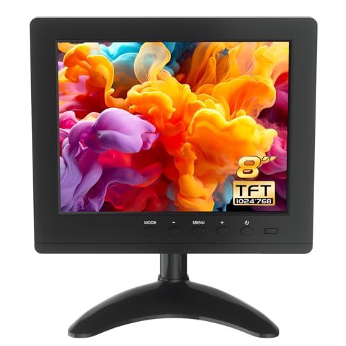 WHOLEV 8 Zoll CCTV HDMI Monitor TFT LCD mit AV/VGA/HDMI/BNC Earphone Eingebauter Lautsprecher für Raspberry Pi, Home Security, CCTV-Kamera, PC-Display von WHOLEV