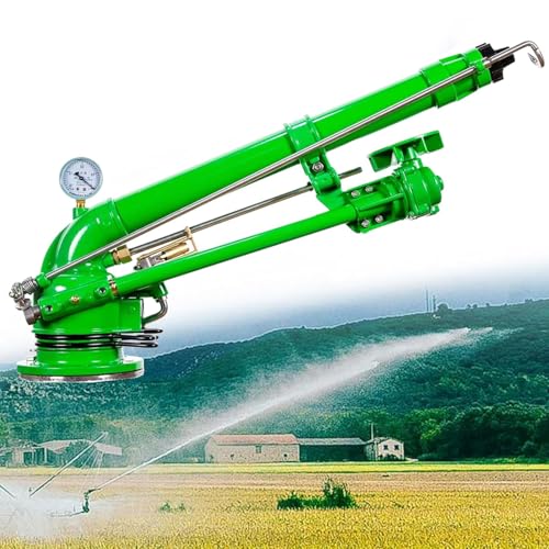 2“ Farm Bewässerung Sprinkler, Farm Bewässerung Sprinkler Mit Manometer, 0°-48° Elevation Winkel Einstellbar, 360° Large-Area Bewässerung Spray Für Rasen Gartenbewässerung von WHOOLEFUN