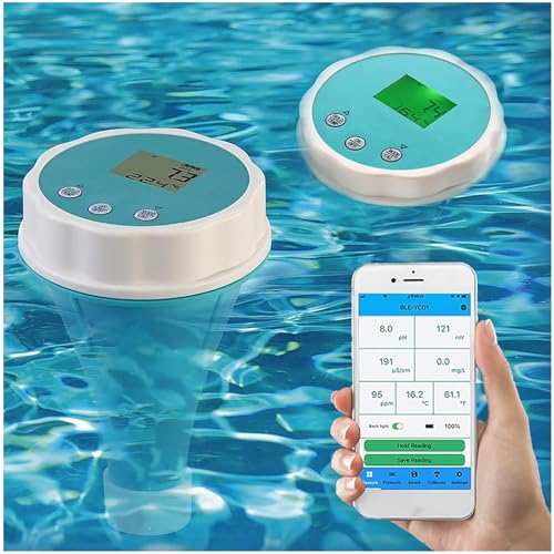 6-in-1 Smart Pool Wassertester, Bluetooth-App-Steuerung, pH/Chlor/ORP/EC/TDS/Temperatur Messgerät, 1000 Datensätze Speicherung von WHOOLEFUN
