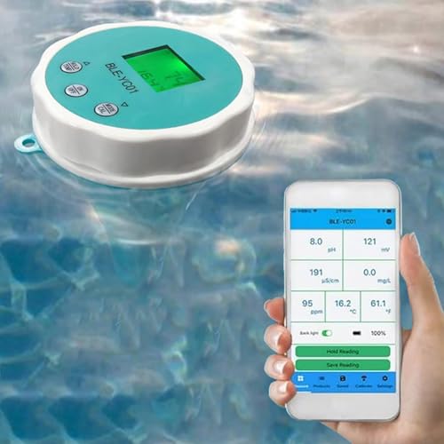 WHOOLEFUN Pool Wassertester, 6-in-1-Detektor Wasserqualitätstester, LCD-Display IP67 Wasserdicht, PH-Chlor-EC-TDS-ORP-Temperaturtester for Spa-Poolwasser Mit Bluetooth-App WHOOLEFUN Pool Wassertester, 6-in-1-Detektor Wasserqualitätstester, LCD-Display IP67 Wasserdicht, PH-Chlor-EC-TDS-ORP-Temperaturtester for Spa-Poolwasser Mit Bluetooth-App von WHOOLEFUN