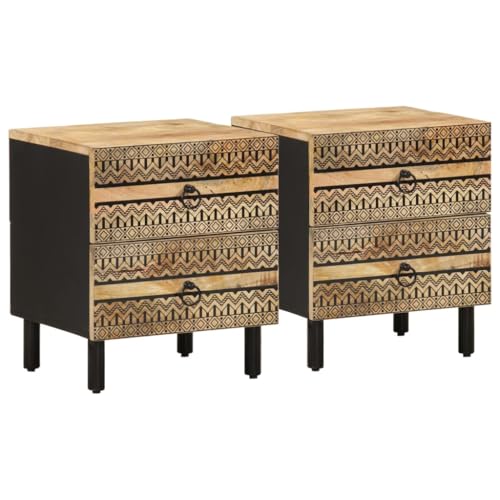 2-Pack Black Nightstands with 2 Drawers, Solid Mango Wood Bedside Tables for Bedroom Living Room, 40x33.5x46 cm Rustic End Tables with Storage Space 2-Pack Black Nightstands with 2 Drawers, Solid Mango Wood Bedside Tables for Bedroom Living Room, 40x33.5x46 cm Rustic End Tables with Storage Space von WHOPBXGAD