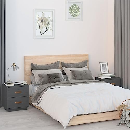 2 Pack Grey Nightstands Solid Pine Wood 40x34x45 cm with 2 Drawers Storage Bedroom Furniture Side Table End Table Rustic Design 2 Pack Grey Nightstands Solid Pine Wood 40x34x45 cm with 2 Drawers Storage Bedroom Furniture Side Table End Table Rustic Design von WHOPBXGAD