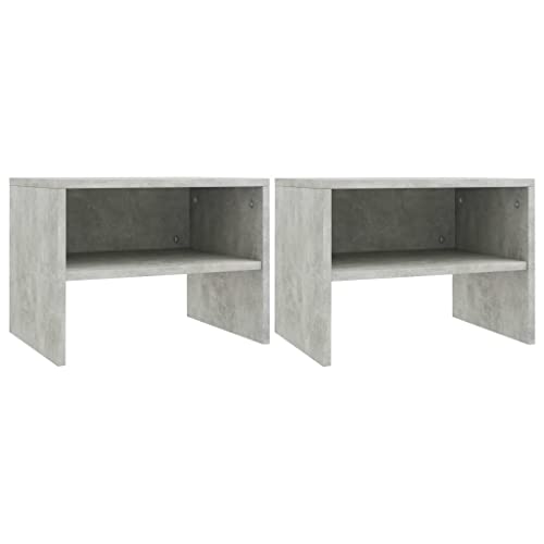 2 Pcs Concrete Gray Nightstands with Open Shelf 40x30x30 cm Engineered Wood Bedside Tables for Bedroom Living Room Modern Storage End Tables von WHOPBXGAD