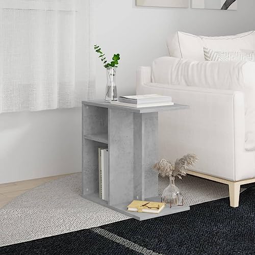 Beistelltisch Betongrau 50x30x50 cm Modern Side Table with Storage Space, Multi-Functional End Table for Living Room Bedroom, Sturdy Wood Material, Easy to Clean, Horizontal or Vertical Placement von WHOPBXGAD