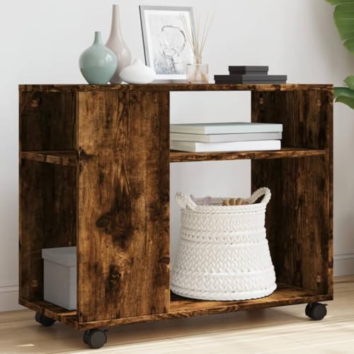 Beistelltisch mit Rollen Räuchereiche 70x35x60 cm Holzwerkstoff - Side Table with Wheels, 2 Shelves, Modern Design for Living Room Bedroom, Durable & Easy to Move, Space Saving Storage Solution Beistelltisch mit Rollen Räuchereiche 70x35x60 cm Holzwerkstoff - Side Table with Wheels, 2 Shelves, Modern Design for Living Room Bedroom, Durable & Easy to Move, Space Saving Storage Solution von WHOPBXGAD