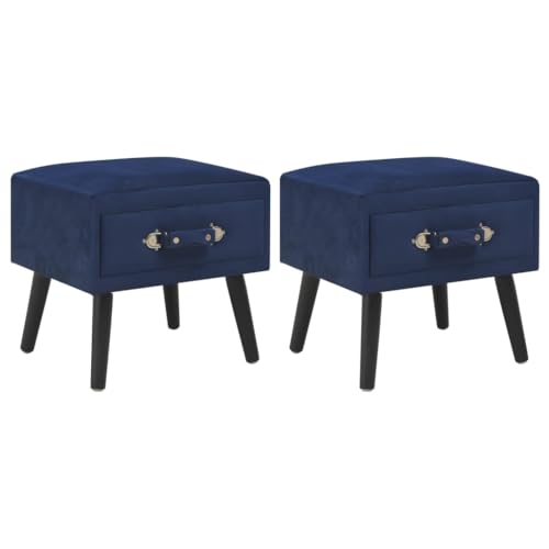 Blue Velvet Nightstand Set of 2 with Drawer 40x35x40cm Pine Wood Bedside Table for Bedroom Living Room Modern Storage Cabinet Blue Velvet Nightstand Set of 2 with Drawer 40x35x40cm Pine Wood Bedside Table for Bedroom Living Room Modern Storage Cabinet von WHOPBXGAD