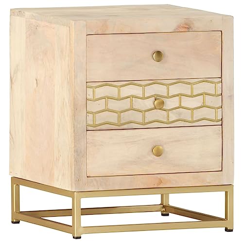 Golden Nightstand with 3 Drawers 40x30x50 cm Solid Mango Wood Retro Bedside Table for Modern Bedroom Storage Organizer Golden Nightstand with 3 Drawers 40x30x50 cm Solid Mango Wood Retro Bedside Table for Modern Bedroom Storage Organizer von WHOPBXGAD