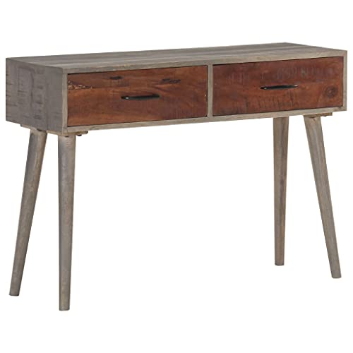 Gray Console Table 110x35x75 cm with 2 Drawers, Solid Mango Wood Entryway for Living Room & Hallway, Rustic Distressed Finish, Unique Wood Grain, Wall Mountable Storage Table Gray Console Table 110x35x75 cm with 2 Drawers, Solid Mango Wood Entryway for Living Room & Hallway, Rustic Distressed Finish, Unique Wood Grain, Wall Mountable Storage Table von WHOPBXGAD