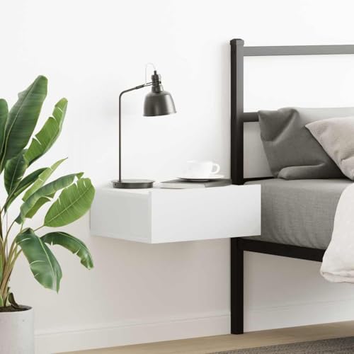 Hanging Nightstand White Wall Mounted Bedside Table with Drawer 40x30x15 cm Particle Board Storage Shelf for Small Spaces Modern Design Hanging Nightstand White Wall Mounted Bedside Table with Drawer 40x30x15 cm Particle Board Storage Shelf for Small Spaces Modern Design von WHOPBXGAD