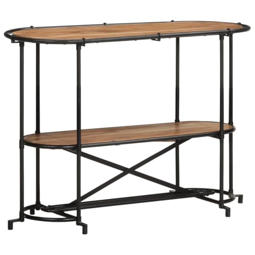 Konsolentisch 110x42x76 cm Massivholz Akazie, Industrial Side Table with 2 Shelves, Sturdy Solid Wood Console for Living Room & Hallway, Brown Black Entryway Table with Iron Durable & Weatherproof Konsolentisch 110x42x76 cm Massivholz Akazie, Industrial Side Table with 2 Shelves, Sturdy Solid Wood Console for Living Room & Hallway, Brown Black Entryway Table with Iron Durable & Weatherproof von WHOPBXGAD