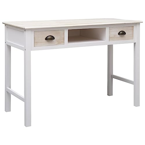 Konsolentisch 110x45x76 cm Holz - Modern Side Table with 2 Drawers Open Shelf, Sturdy Poplar Paulownia Wood Console Desk for Living Room, Hallway, Office, Elegant White & Finish, Wall Mountable Konsolentisch 110x45x76 cm Holz - Modern Side Table with 2 Drawers Open Shelf, Sturdy Poplar Paulownia Wood Console Desk for Living Room, Hallway, Office, Elegant White & Finish, Wall Mountable von WHOPBXGAD