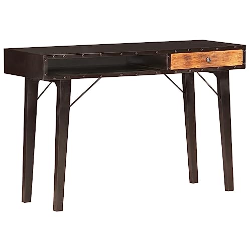 Konsolentisch 118x35x76 cm Vintage Side Table with Storage Shelf, Solid Reclaimed Wood Console Table for Living Room, Entryway, Hallway, Rustic Industrial Design with Drawer and Open Compartment von WHOPBXGAD