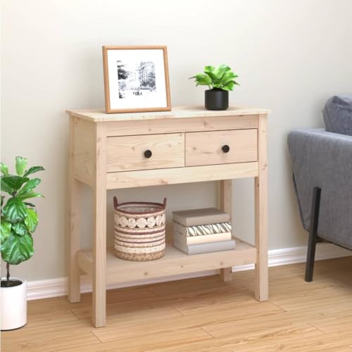 Konsolentisch 75x35x75 cm Solid Pine Wood Console Table with 2 Drawers & Shelf, Rustic Entryway for Hallway, Living Room, Sturdy TV Stand, Decorative Side Table, Natural Wood Grain Finish Konsolentisch 75x35x75 cm Solid Pine Wood Console Table with 2 Drawers & Shelf, Rustic Entryway for Hallway, Living Room, Sturdy TV Stand, Decorative Side Table, Natural Wood Grain Finish von WHOPBXGAD