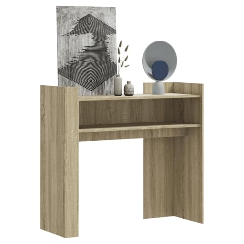 Konsolentisch Sonoma-Eiche 100x35x90 cm Holzwerkstoff, Sturdy Console Table with Storage Space, Elegant Entryway for Hallway & Living Room, Durable Wooden Side Table for Home Decor von WHOPBXGAD